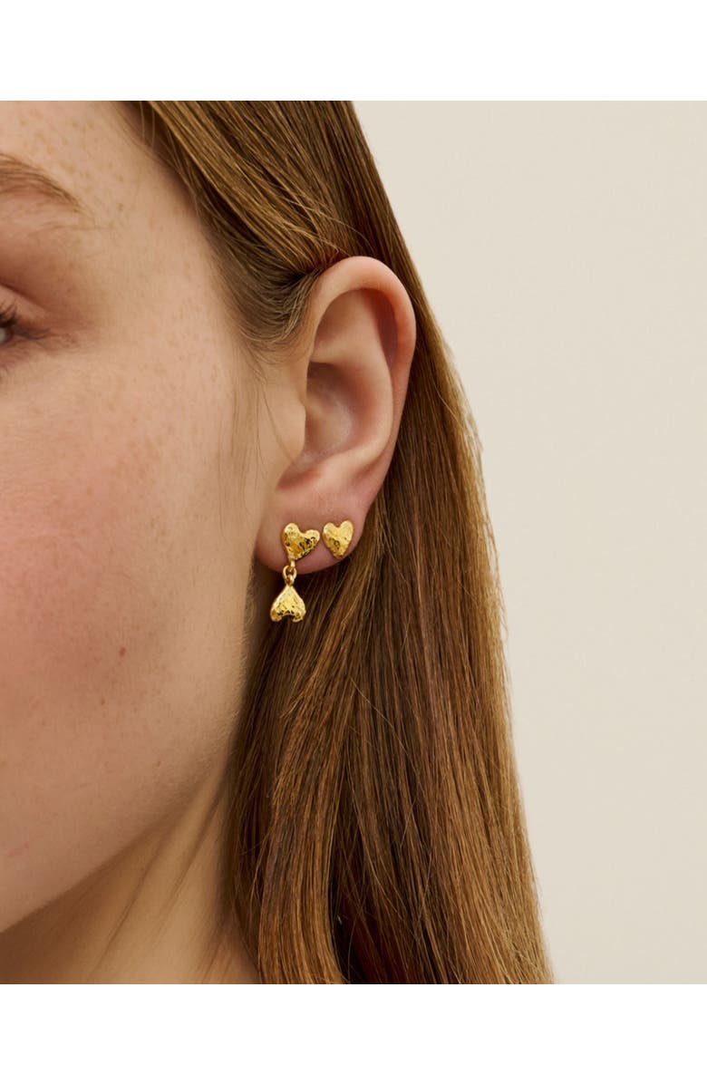 Ottoman Hands Double Heart Drop Studs, Alternate, color, Gold