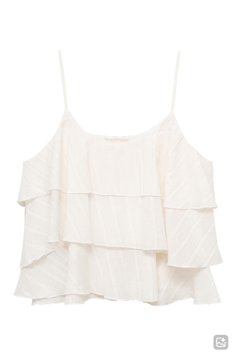 Metallic Stripe Ruffle Crop Top, Main, color, OFF WHITE