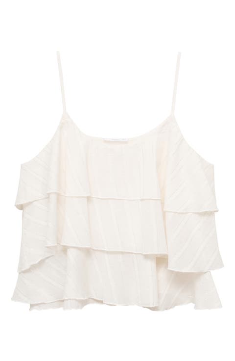 Metallic Stripe Ruffle Crop Top