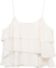 MANGO TEEN Metallic Stripe Ruffle Crop Top