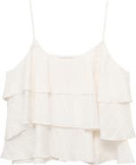 MANGO TEEN Metallic Stripe Ruffle Crop Top