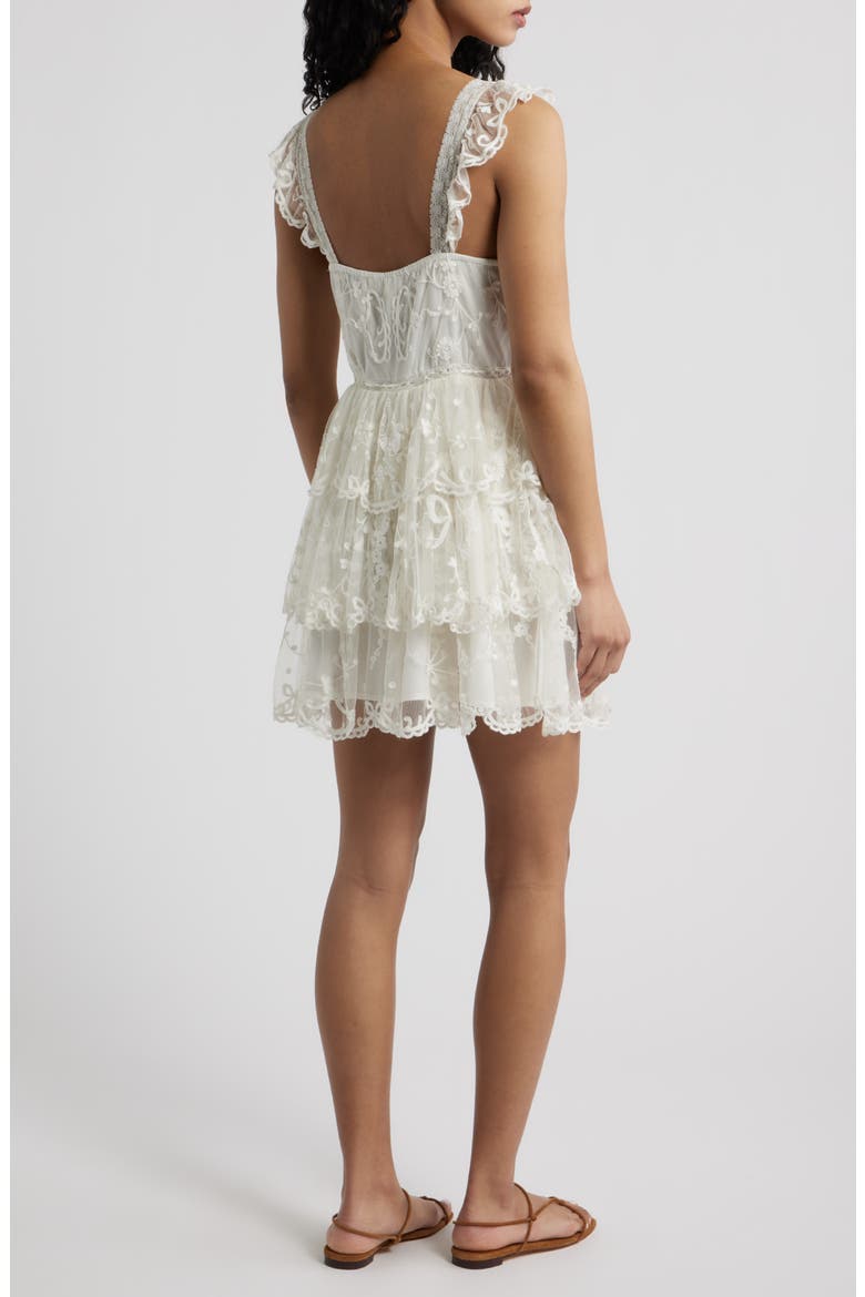 Tuli Lace Layered Ruffle Minidress, Alternate, color, IVORY