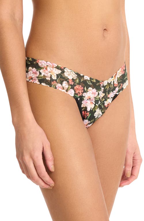 Hanky Panky Printed Signature Lace Original Rise Thong In Black