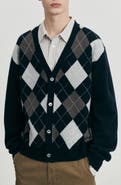 Dunst Gender Inclusive Argyle V-Neck Cardigan