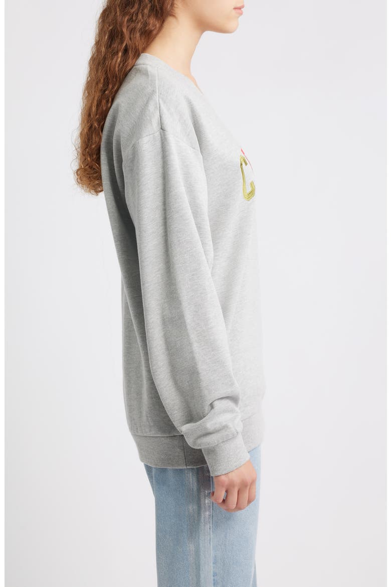 Cheers Embroidered Oversize Cotton Blend Sweatshirt, Alternate, color, HEATHER GREY