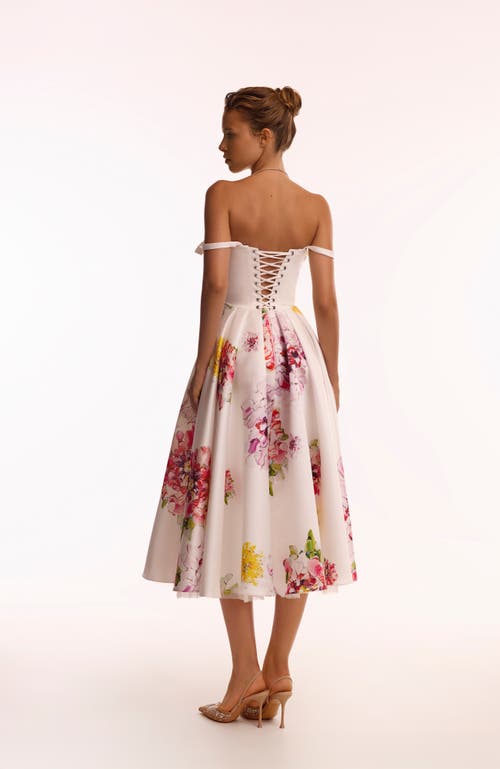 Milla Tea-length Ivory Floral Dress, Glow-up In Ivory Floral