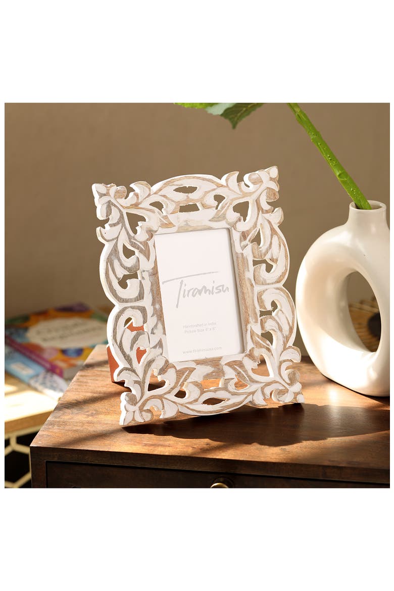 Regal Renaissance Wood Carved Picture Frame, Alternate, color, WHITE