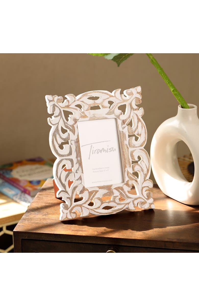 Tiramisu Regal Renaissance Wood Carved Picture Frame, Alternate, color, White