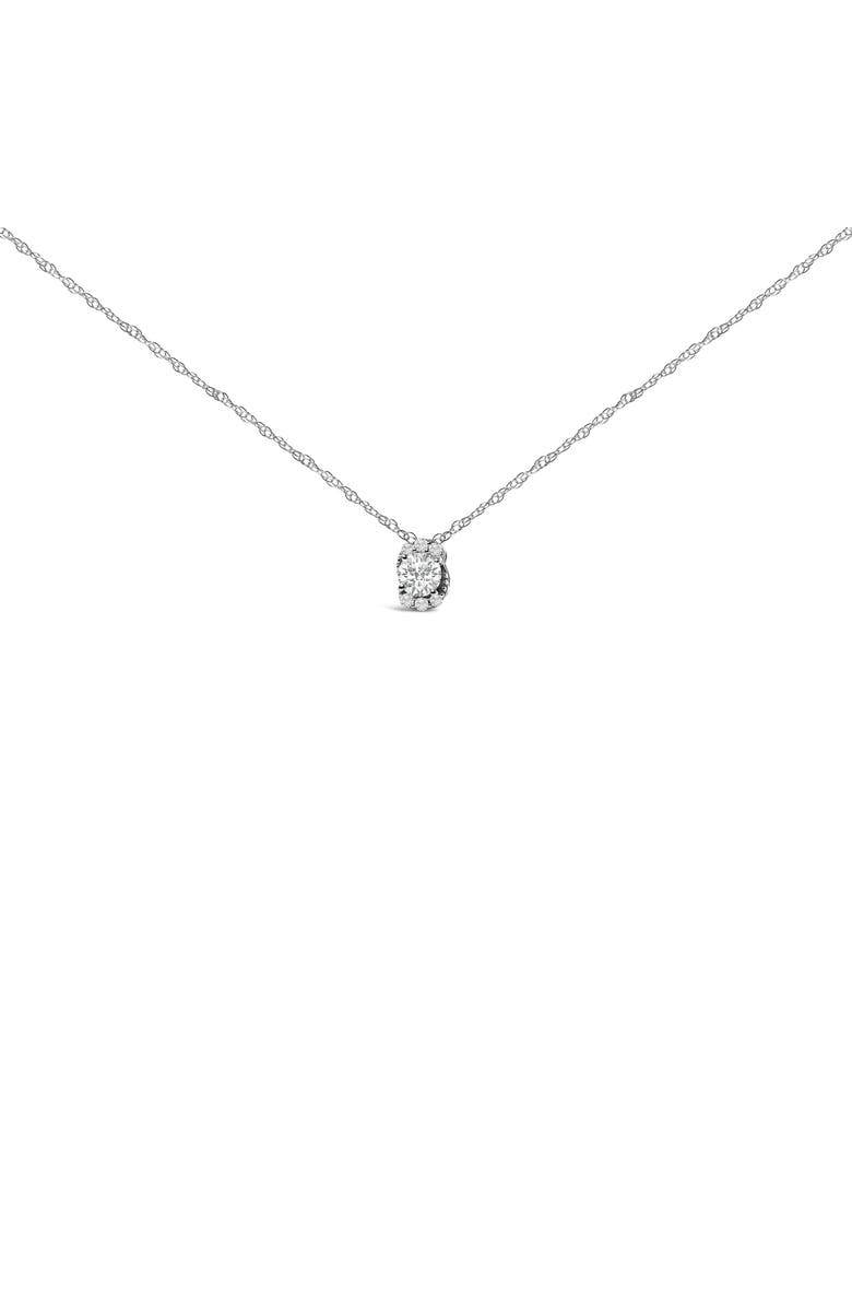 Haus of Brilliance Sterling Silver 1/2 Cttw Lab Grown Diamond Oval Halo Pendant Necklace, Main, color, Silver