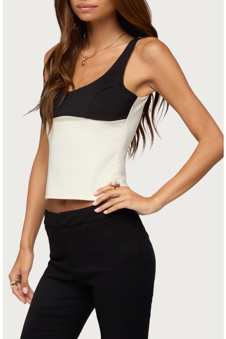 Clarinda Contrast Trim Tank, Alternate, color, WHITE-AND-BLACK