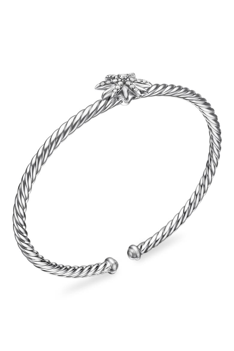 Starburst Center Station Bracelet in Sterling Silver with Diamonds, 3mm, Alternate, color, DIAMOND/ SILVER