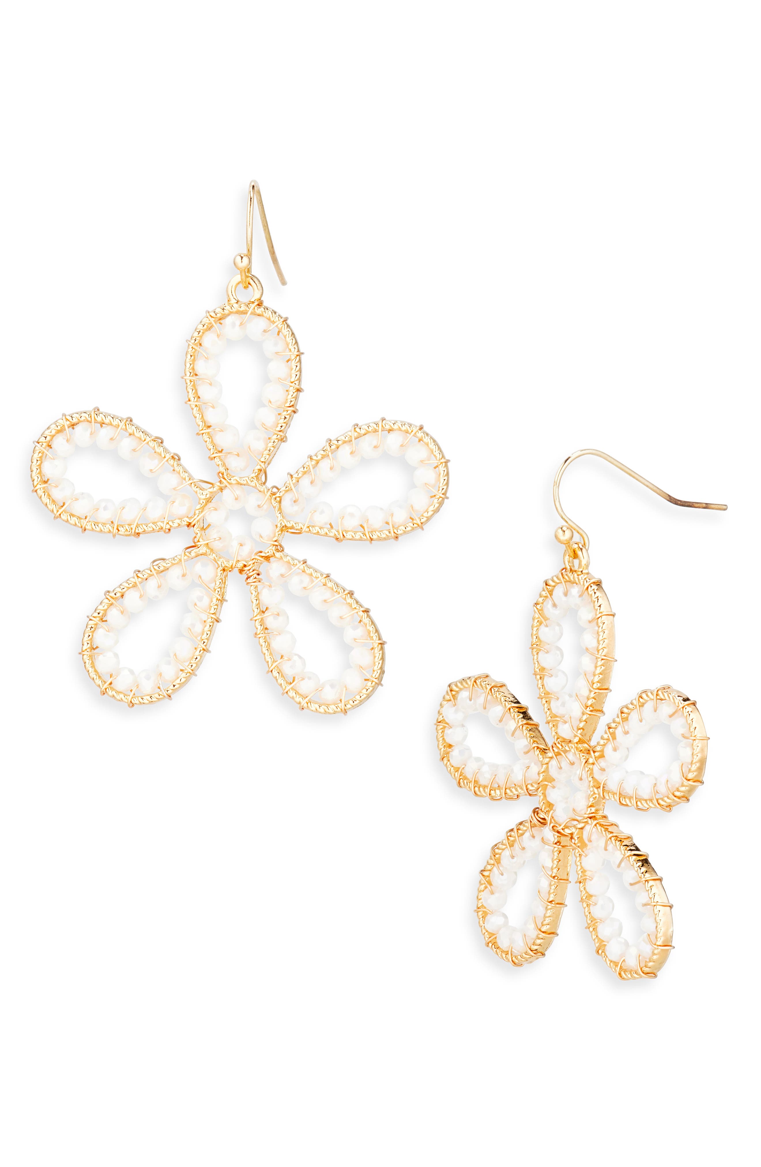 Cara Beaded Flower Drop Earrings