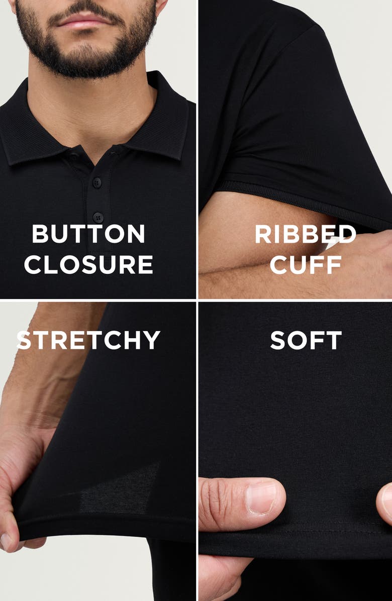 XRAY Stretch Cotton Rib Polo, Alternate, color, Black