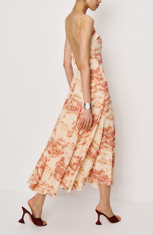 Reformation Fredo Landscape Print Open Back Dress In Neutral