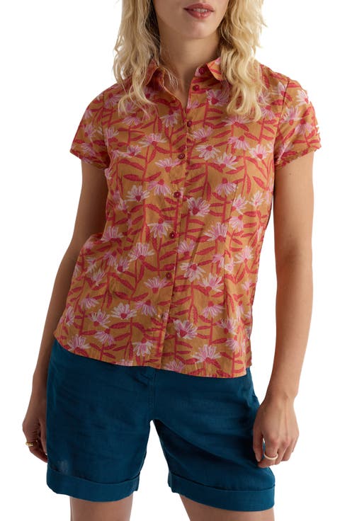Rushmaker Floral Organic Cotton Voile Button-Up Shirt