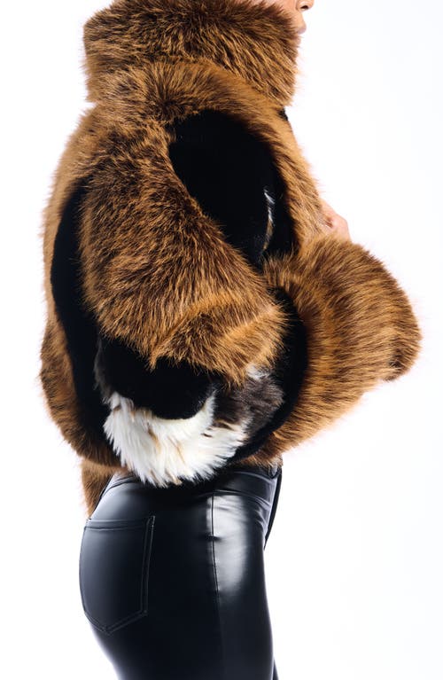 Azalea Wang Chiara Faux Fur Crop Jacket In Multi