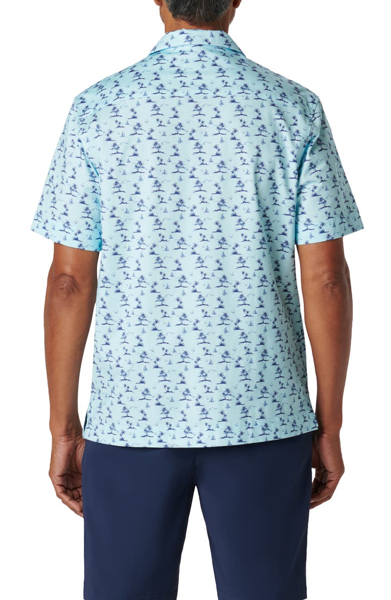 Bugatchi Cole Palm Tree Print Short Sleeve Button-Up Camp Shirt, Alternate, color, 