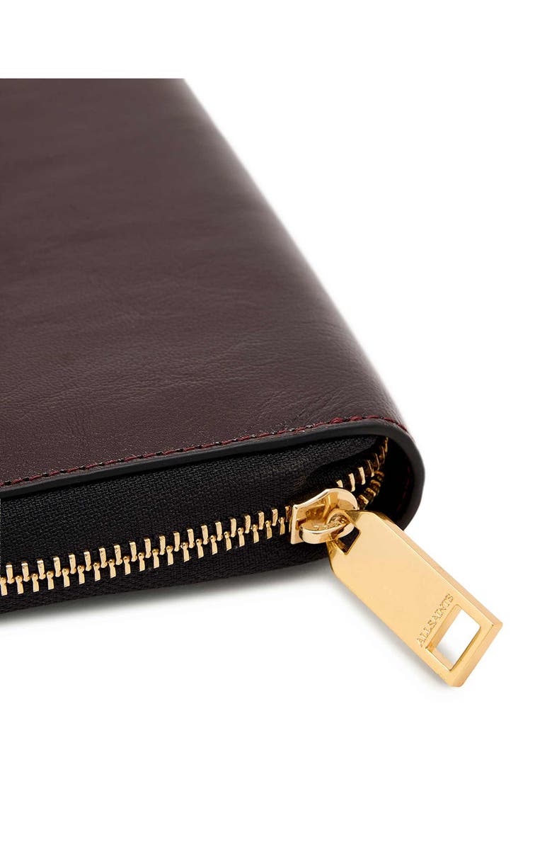 AllSaints Lena Continental Leather Wallet, Alternate, color, Burnt Umber Red