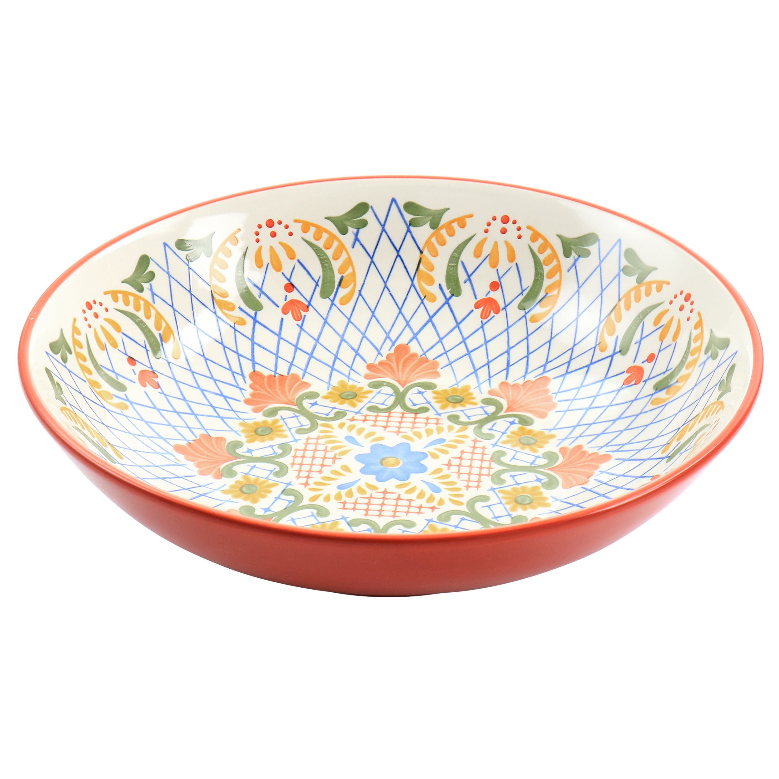 Laurie Gates Tierra 10.5 Inch Hand Painted Stoneware Pasta Bowl Red
