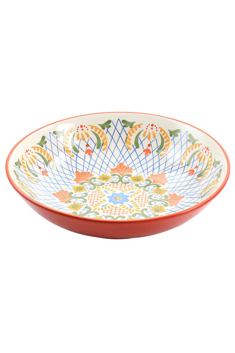 Tierra 10.5 Inch Hand Painted Stoneware Pasta Bowl Red, Main, color, Red