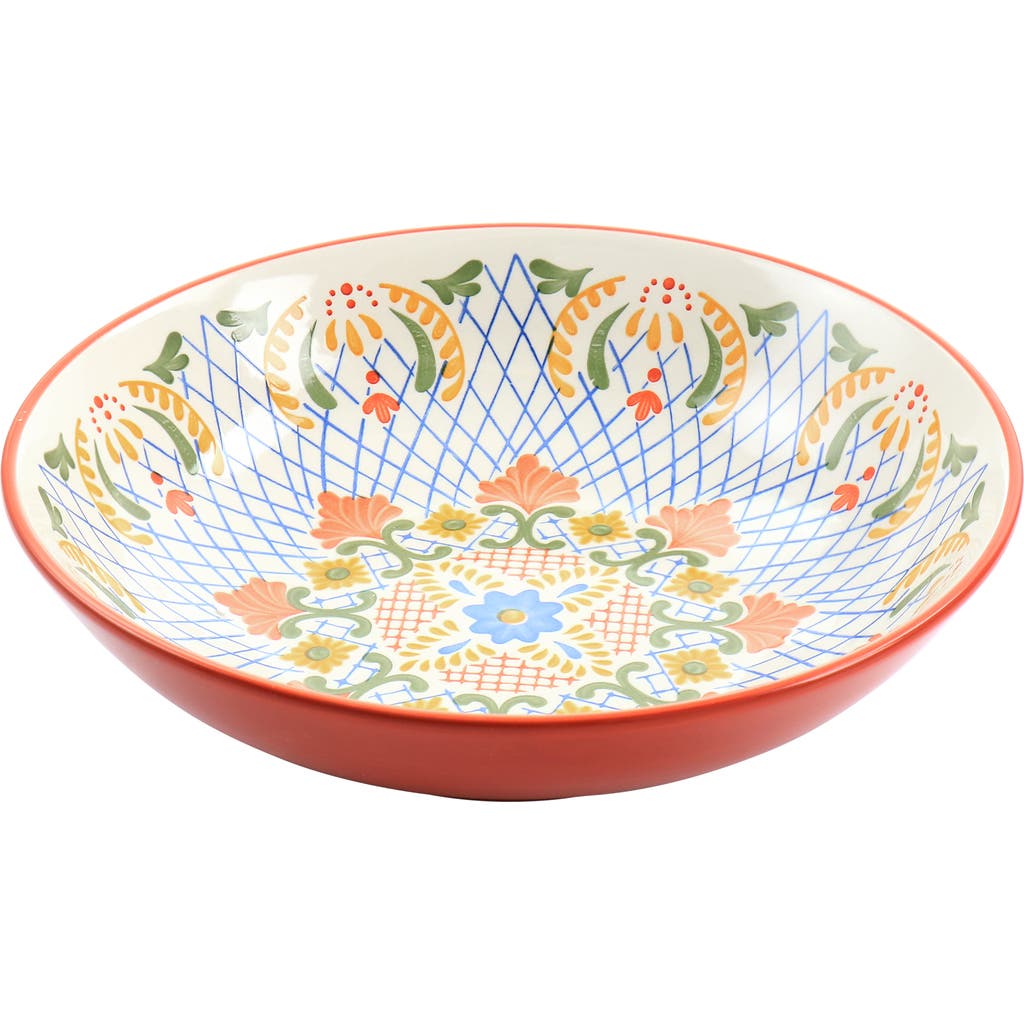 Laurie Gates Tierra 10.5 Inch Hand Painted Stoneware Pasta Bowl Red