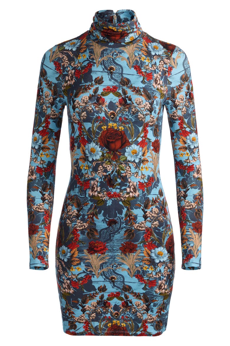 Delora Mock Neck Minidress, Alternate, color, HEARTSTRINGS MINERAL BLUE