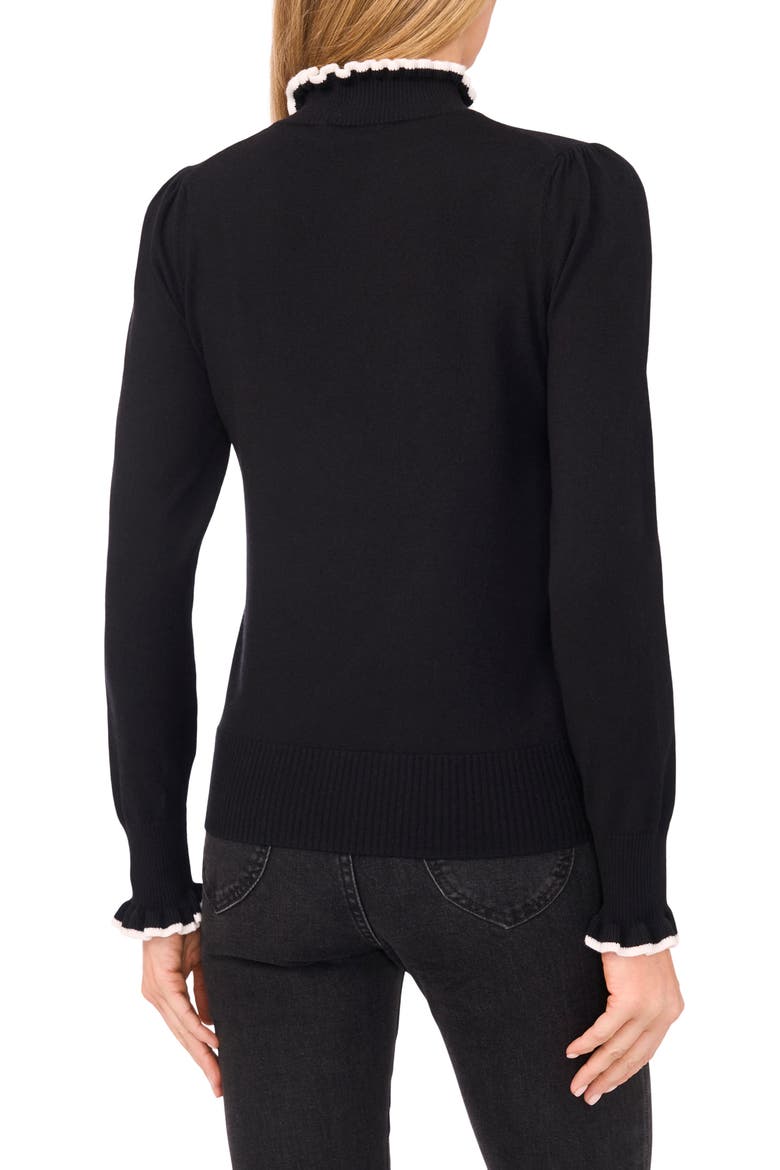 Ruffle Mock Neck Sweater, Alternate, color, RICH BLACK