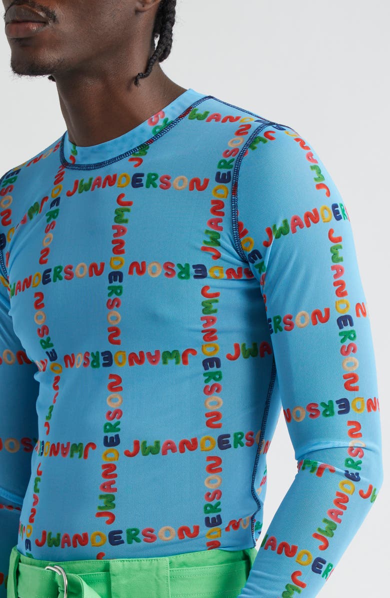 JW Anderson Logo Grid Long Sleeve Graphic T-Shirt, Alternate, color, 