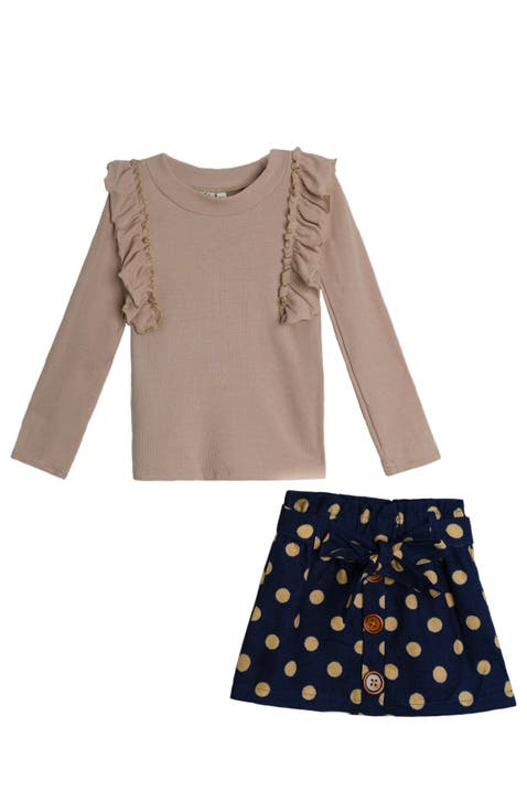 Autumn  Ruffled Top and  Skirt Set (Toddler, Little Kid & Big Kid)