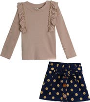 Mia Belle Girls Autumn  Ruffled Top and  Skirt Set