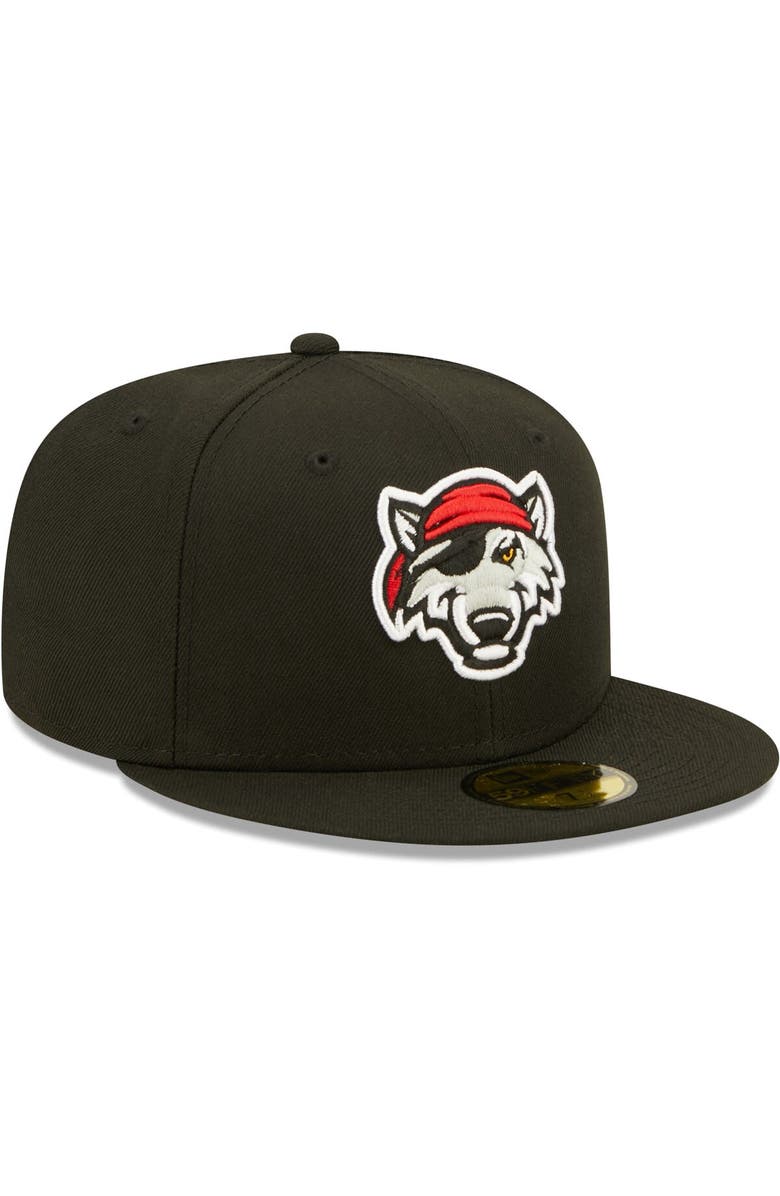 New Era Men's New Era Black Erie SeaWolves Authentic Collection Team Home 59FIFTY Fitted Hat, Alternate, color, Black