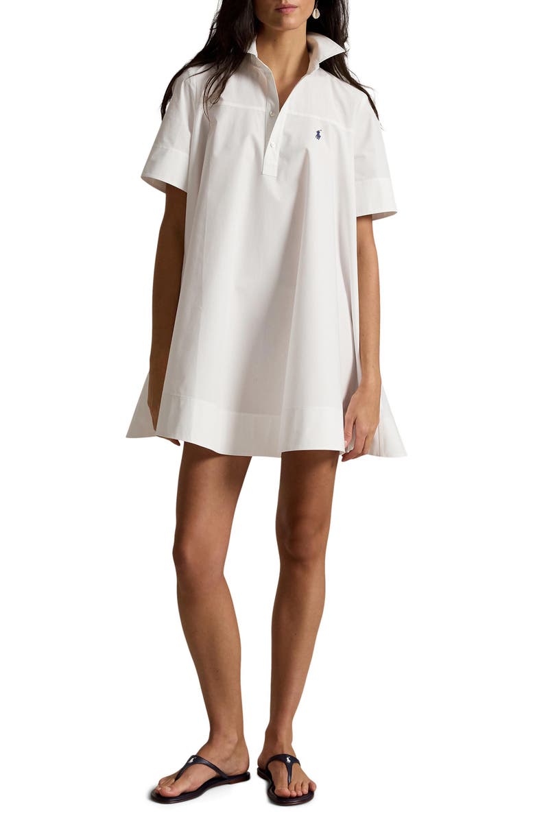 Polo Ralph Lauren A-Line Cotton Shirtdress, Main, color, White
