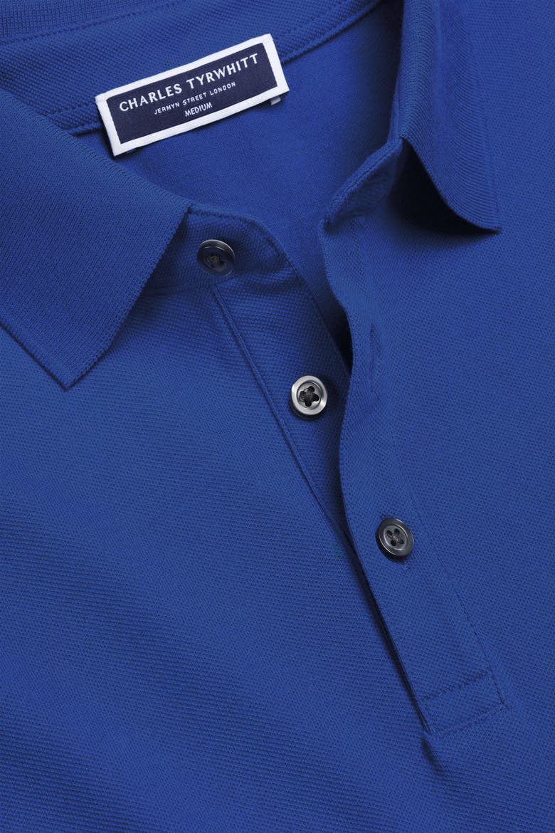 Solid Short Sleeve Cotton Tyrwhitt Pique Polo, Alternate, color, Cobalt Blue