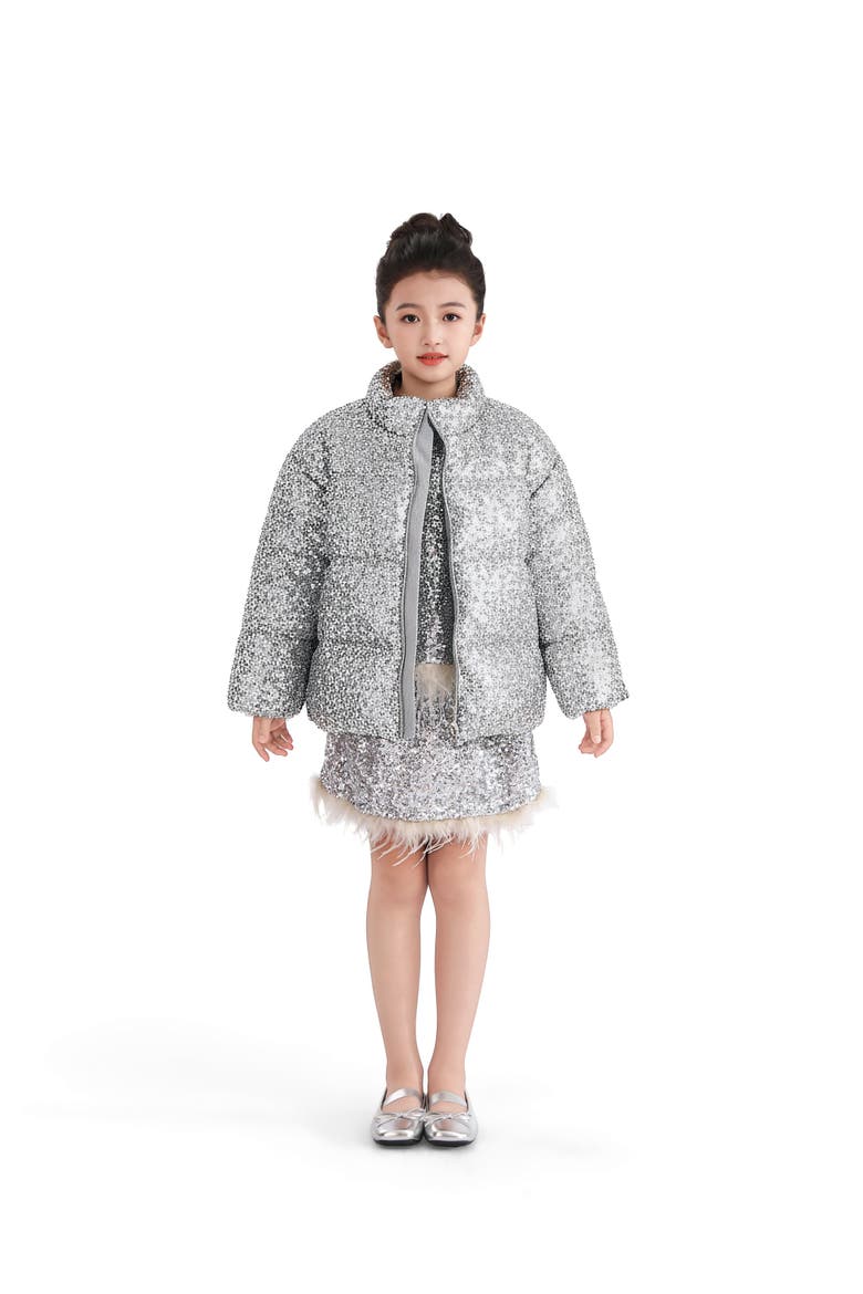Glitter Puffer Jacket, Alternate, color, Grey