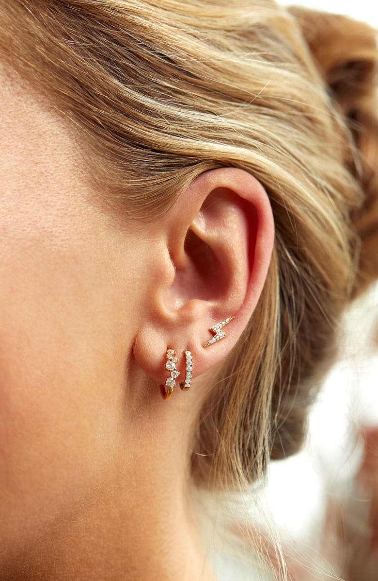 Estella Bartlett Lightning Bolt Cubic Zirconia Stud Earrings, Alternate, color, Gold