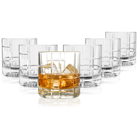 Premium Double Rocks Whiskey Glasses - Set of 6 Cocktail Glasses