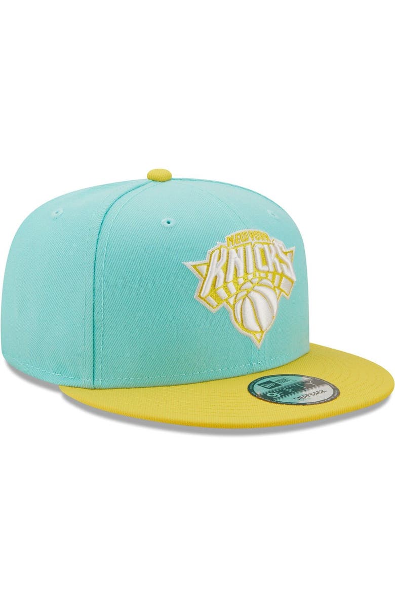 New Era Men's New Era Turquoise/Yellow New York Knicks Color Pack 9FIFTY Snapback Hat, Alternate, color, 