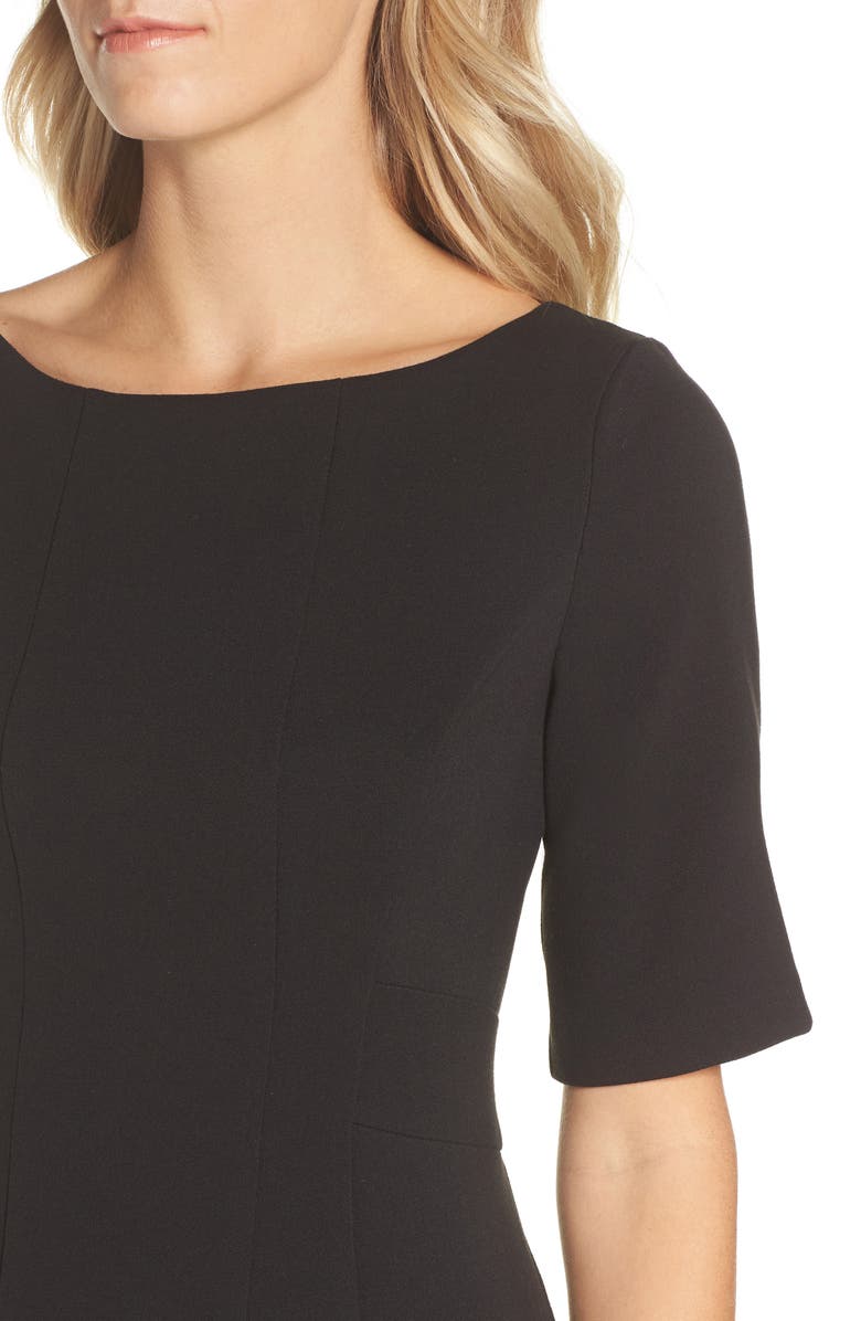 Eliza J Bateau Neck Crepe Sheath Dress, Alternate, color, 