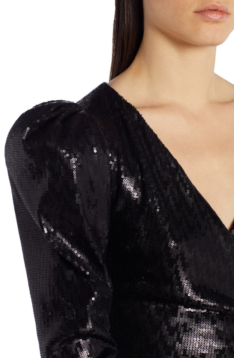 Versace Puff Shoulder Sequin Long Sleeve Minidress, Alternate, color, 