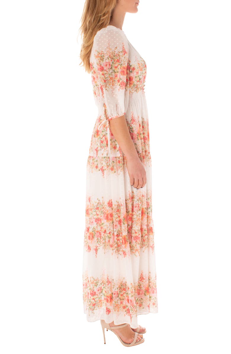Taylor Dresses V-Neck Floral Chiffon Maxi Dress, Alternate, color, 
