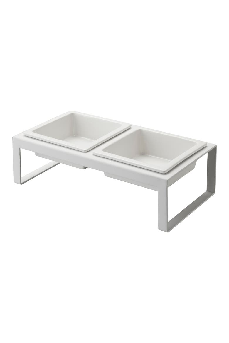 Pet Food Bowls & Stand, Main, color, WHITE