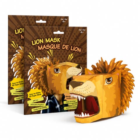3D Lion Mask Craft for Kids (2 Pack), Easy Diy Activity for Creative Play and Dress-Up Fun