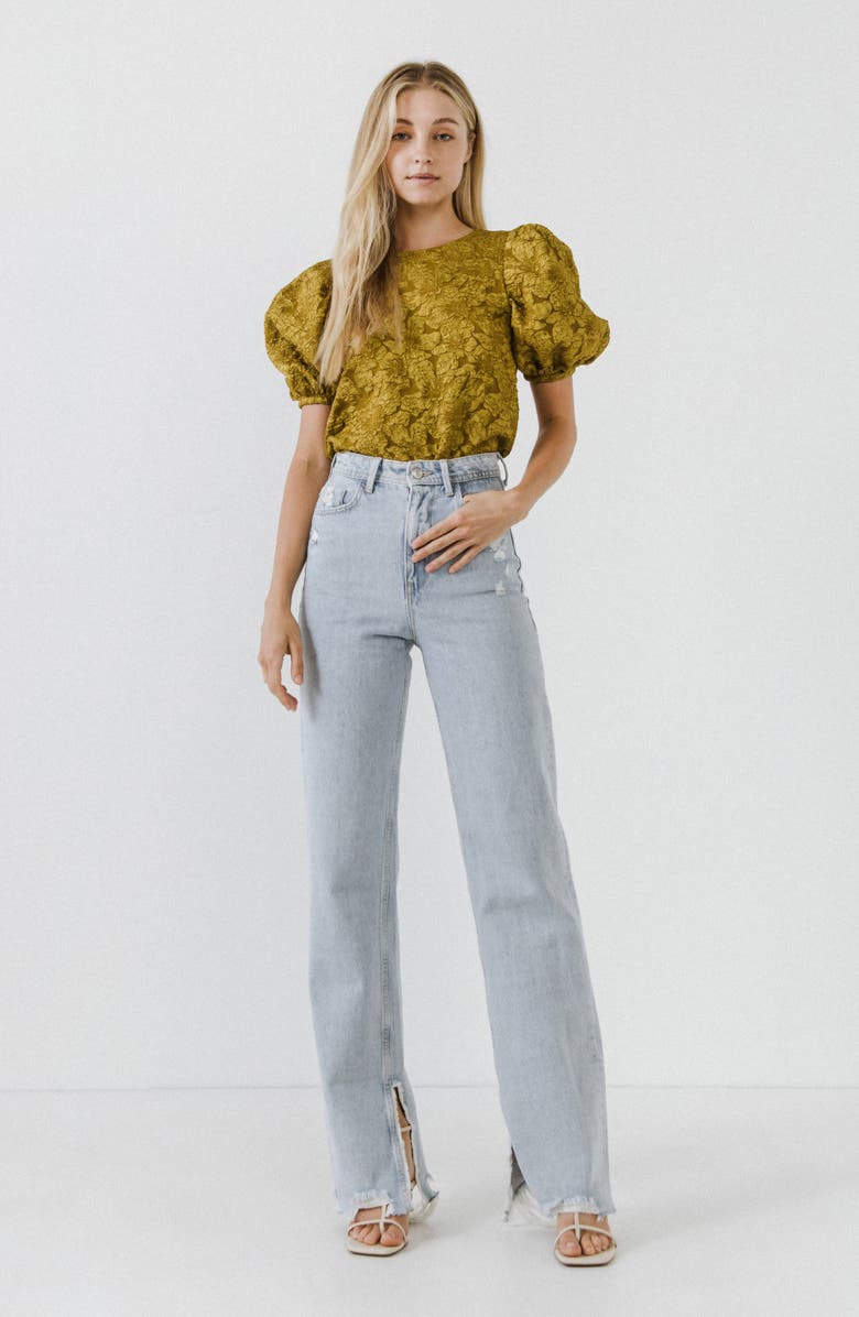 Endless Rose Textured Floral Blouse, Alternate, color, Gold