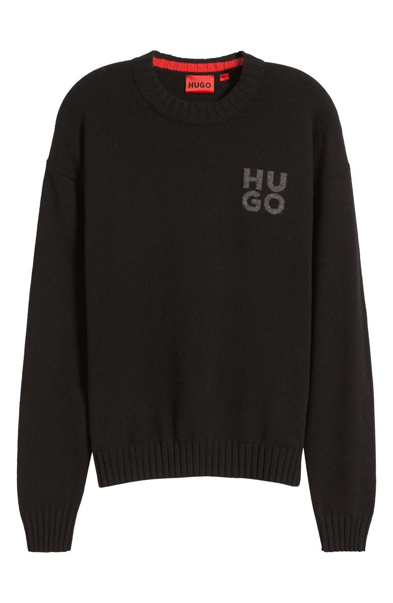 HUGO San Cassio Stacked Logo Wool Blend Crewneck Sweater, Alternate, color, 