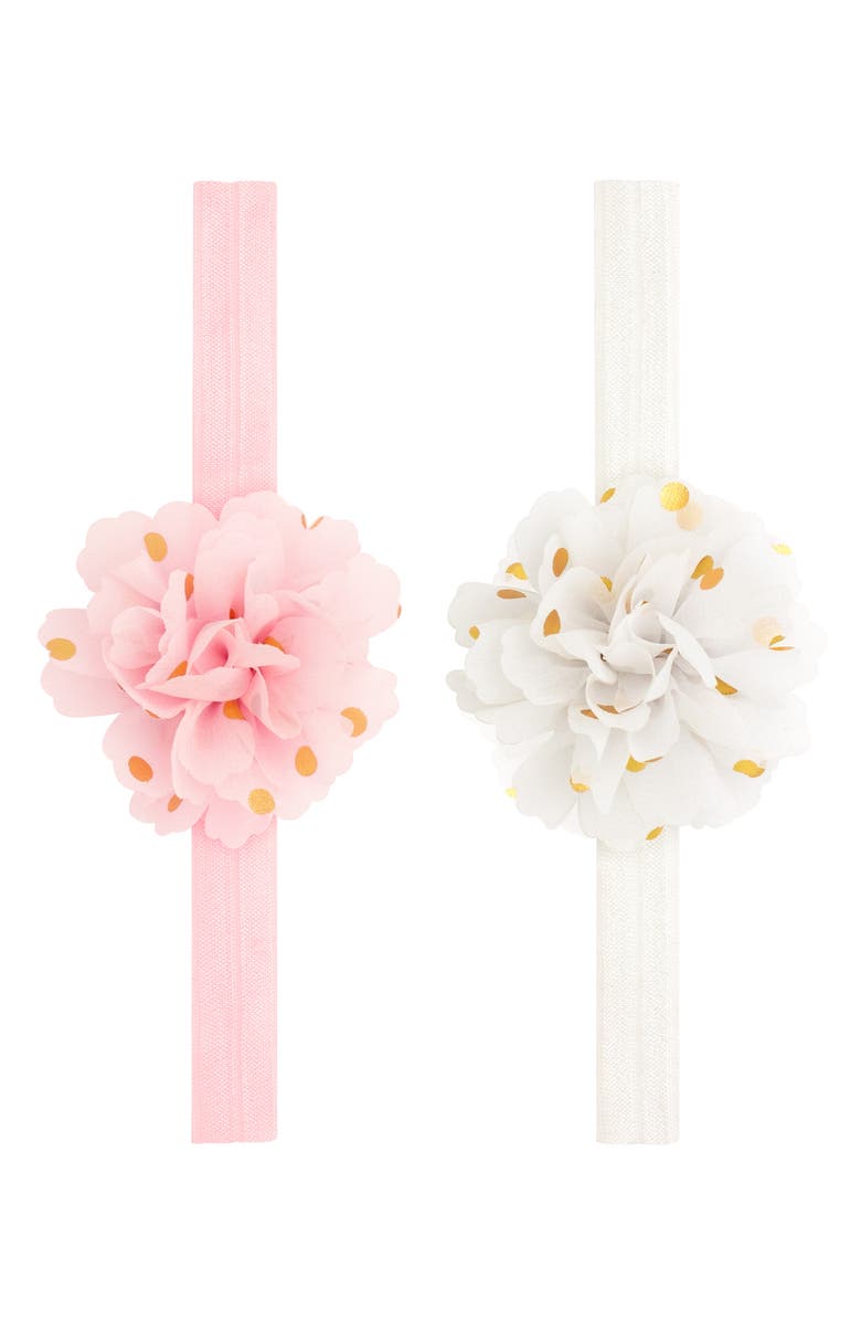 PLH Bows 2-Pack Golden Dot Chiffon Flower Headbands, Alternate, color,