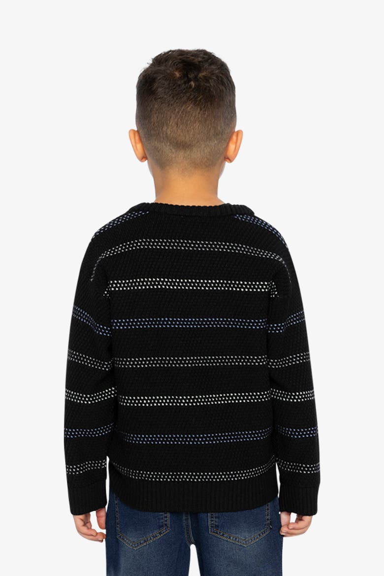 Striped Texture Ribbed Cuffs Sweater, Alternate, color, Black