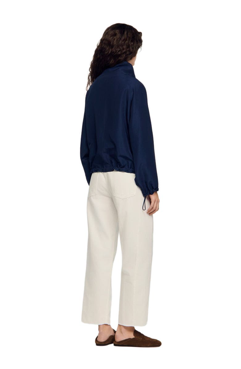 SANDRO Embroidered collar oversized jacket, Alternate, color, Navy Blue