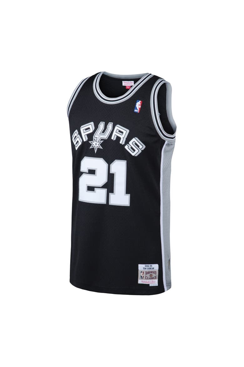 Men's Mitchell & Ness Tim Duncan Black San Antonio Spurs 1998/99 Hardwood Classics Swingman Jersey, Alternate, color, Black