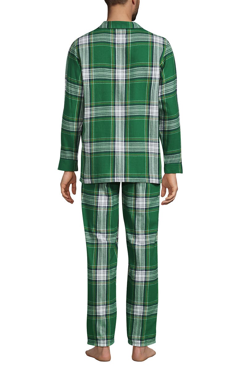 Lands' End Flannel Pajama Set, Alternate, color, Light Emerald Plaid