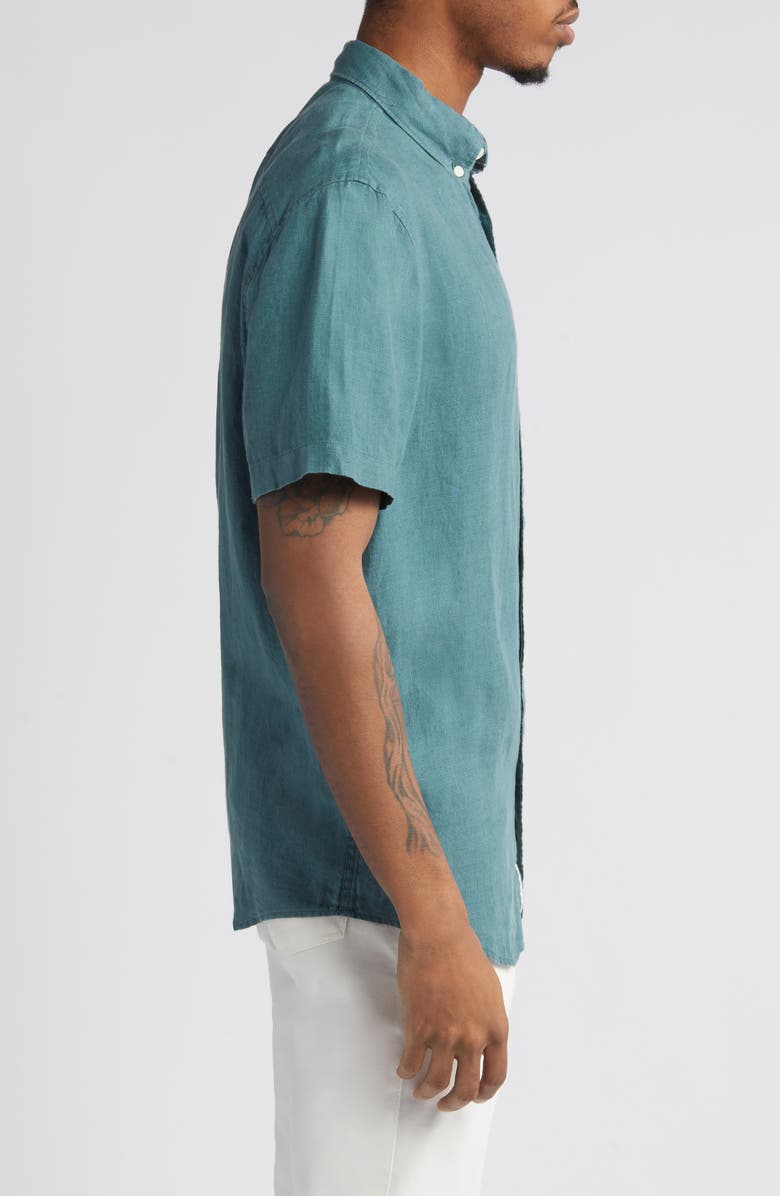 Original Penguin Delave Short Sleeve Linen Button-Up Shirt, Alternate, color, 